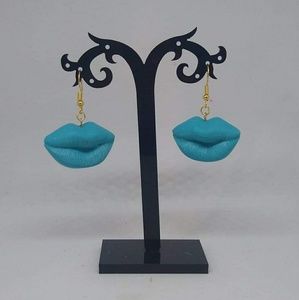 Unique Handmade Polymer Clay Lip Earrings, Clay Lip Drop Earrings